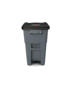 Rubbermaid Commercial BRUTE Rectangular Polyethylene Rollout Bin, Step-On, 50 Gallons, Gray