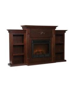 Southern Enterprises Tennyson Electric Fireplace With Built-In Bookcases, 42 1/4inH x 70 1/4inW x 14inD, Espresso