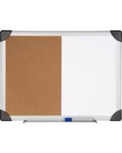 Lorell Dry-Erase Cork Combo Board, 18in x 24in, Aluminum Frame With Silver Finish