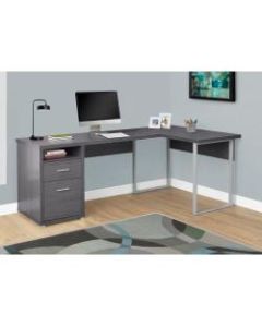 Monarch Specialties L-Shaped Computer Desk With 2 Drawers, Gray