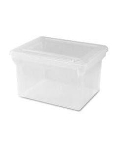 Lorell Storage File Box With Lift-Off Lid, Letter/Legal Size, 18in x 11in x 14 3/16in, Clear