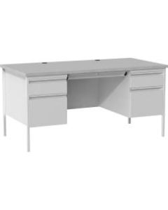 Lorell Grey Double Pedestal Steel/Laminate Desk - 30in Height x 29.50in Width x 60in Depth - Gray, Laminated - Steel