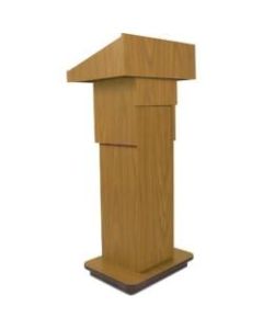 AmpliVox Executive Adjustable Column Lectern - Sculpted Base - 22in Table Top Width x 17in Table Top Depth x 22in Width x 17in Depth - Melamine Laminate, Maple - Wood
