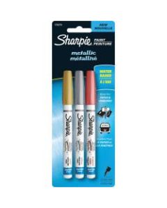 Sharpie Metallic Glitter Paint Markers - Extra Fine Marker Point - Gold, Silver, Copper Rose Water Based Ink - 3 / Pack
