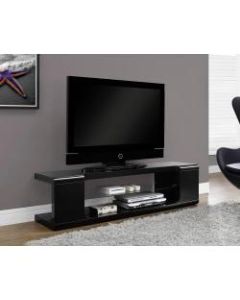 Monarch Specialties Glossy TV Stand For TVs Up To 60in, Black