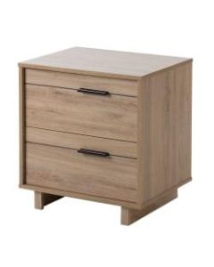South Shore Fynn 2-Drawer Nightstand, 22-1/4inH x 22-1/4inW x 16-1/2inD, Rustic Oak