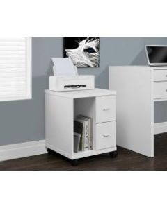 Monarch Specialties 18inD Vertical 2-Drawer Mobile Office Cabinet, White
