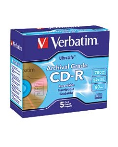 Verbatim UltraLife Gold CD-R Discs, Pack Of 5