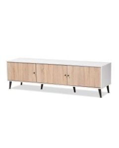 Baxton Studio Hill TV Stand, White/Oak Brown