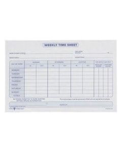 TOPS Weekly Timesheet Form, 5.5in x 8.5in, White/Blue, 100 Sheets Per Pad, 2 Pads Per Pack
