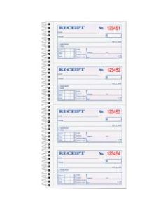 TOPS Money/Rent Receipt Book, 2-Part, Carbonless, 11in x 5 1/4in, White/Canary