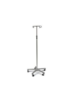 Medline Aluminum Deluxe 5-Leg IV Poles, Chrome, Case Of 2