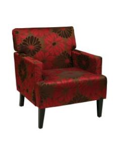 Ave Six Carrington Arm Chair, Chrysanthemum Floral Groovy Red/Dark Brown
