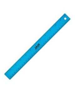 JAM Paper Non-Skid Stainless-Steel Ruler, 12in, Blue