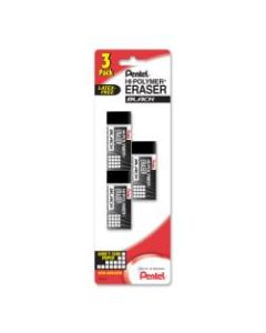 Pentel Hi-Polymer Block Erasers, Black, Pack Of 3