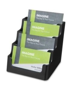 deflecto 4-Tier Business Card Holder - 3.5in x 3.9in x 4.1in - Plastic - 1 Each - Black