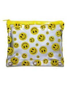 Inkology Smiley Face Pencil Pouches, 7-1/2in x 9-1/2in, Assorted Colors, Pack Of 12 Pouches