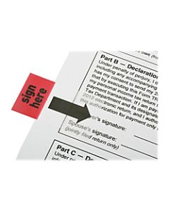 SKILCRAFT Self-Stick Flags, Rectangular, "Sign Here", 1in x 1 3/4in, Red, Pack Of 100 (AbilityOne 7510-01-389-2262)
