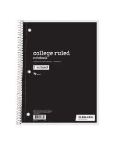 Just Basics Spiral Notebook, 8in x 10-1/2in, College Ruled, 70 Sheets, Black