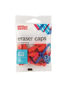 Office Depot Brand Eraser Caps, Red, Pack Of 12 Eraser Caps