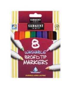 Sargent Art Washable Markers, Broad Tip, Assorted Colors, Box Of 8