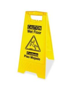 Impact Products English/Spanish Wet Floor Sign - 1 Each - Caution Wet Floor Print/Message - 1in Width x 24.6in Height - Rectangular Shape - Impact Resistant, Foldable - Vinyl - Yellow, Black