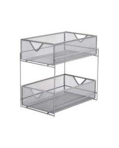 Mind Reader 2-Tier Metal Mesh Storage Basket, Medium Size, Silver