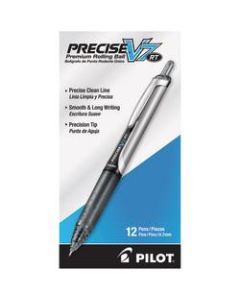 Pilot Precise V7 Liquid Ink Retractable Rollerball Pens, Fine Point, 0.7 mm, Black Barrels, Black Ink, Pack Of 12 Pens
