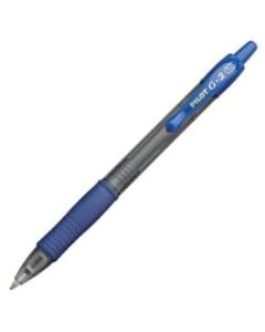 Pilot G-2 Retractable Gel Pens, Bold Point, 1.0 mm, Clear Barrels, Blue Ink, Pack Of 12 Pens