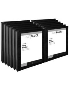 Just Basics View 3-Ring Binder, 1in Round Rings, 41% Recycled, Black, Pack Of 12