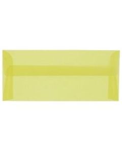 JAM Paper #10 Business Booklet Envelopes, Translucent, Gummed Closure, Primary Yellow, Pack Of 25