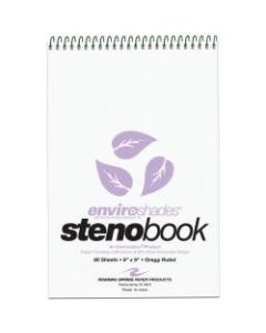 Roaring Spring Enviroshades Steno Books, 6in x 9in, Gregg Ruled, 80 Sheets Per Pad, 30% Recycled, Orchid Lavender, Pack Of 4