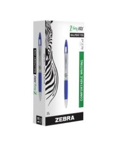 Zebra Z-Grip Max Retractable Ballpoint Pens, Medium Point, 1.0mm, Gray/Blue, Pack of 12