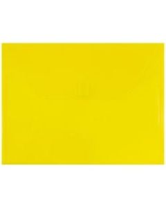 JAM Paper Plastic 9 3/4in x 13in Envelopes With Hook and Loop Closure, Yellow, Pack Of 12