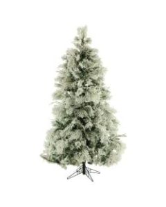 Fraser Hill Farm Flocked Snowy Pine Christmas Tree, 9ft, With Clear LED String Lighting