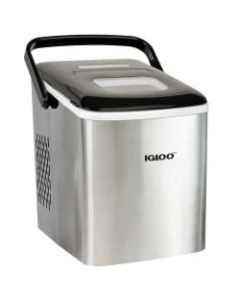Igloo 26-Lb Automatic Self-Cleaning Portable Countertop Ice Maker Machine With Handle, 12-13/16inH x 9-1/16inW x 12-1/4inD, Stainless Steel