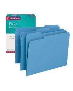 Smead Color File Folders, Letter Size, 1/3 Cut, Blue, Box Of 100