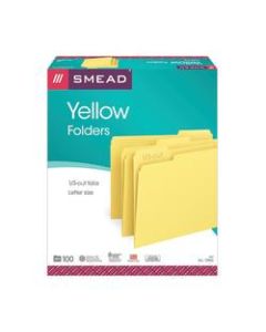 Smead Color File Folders, Letter Size, 1/3 Cut, Yellow, Box Of 100