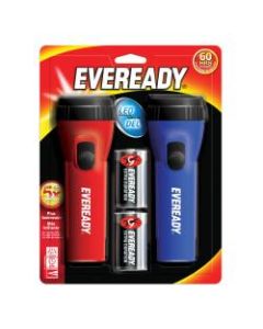 Eveready Economy LED Flashlight Twin Pack, 2 7/16in, Red/Blue, Pack Of 2