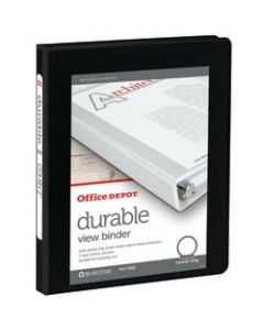 Office Depot Brand Durable View 3-Ring Binder, 1/2in Round Rings, 49% Recycled, Black