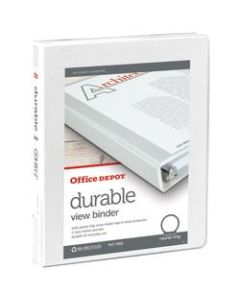 Office Depot Brand Durable View 3-Ring Binder, 1/2in Round Rings, 49% Recycled, White