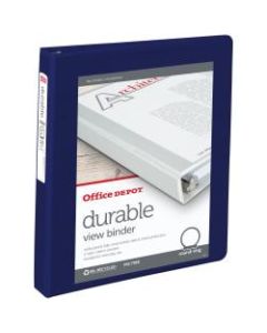 Office Depot Brand Durable View 3-Ring Binder, 1in Round Rings, 49% Recycled, Blue