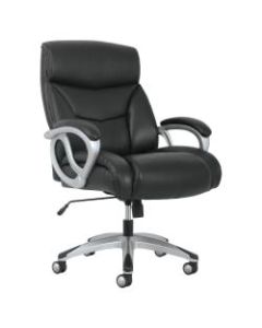 basyx by HON Big And Tall Ergonomic Bonded Leather High-Back Chair, Black/Silver Mist