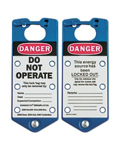 Labeled Lockout Hasps, 3 in W x 7 1/4 in L, Blue