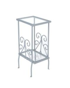Monarch Specialties 2-Tier Metal Accent Table, Rectangle, Clear/Silver