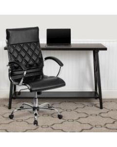 Flash Furniture Designer Upholstered Bonded LeatherSoft High-Back Swivel Chair, Black/Silver