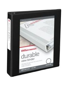Office Depot Brand Durable View 3-Ring Binder, 1 1/2in Round Rings, 49% Recycled, Black