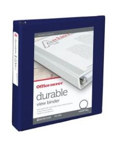 Office Depot Brand Durable View 3-Ring Binder, 1 1/2in Round Rings, 49% Recycled, Blue