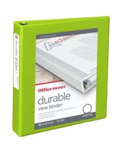 Office Depot Brand Durable View 3-Ring Binder, 1 1/2in Round Rings, 49% Recycled, Green