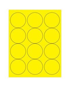 Office Depot Brand Labels, LL194YE, Circle, 2 1/2in, Fluorescent Yellow, Case Of 1,200